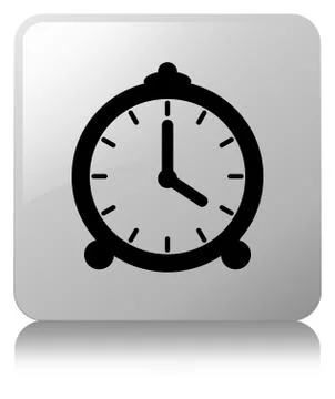 Alarm clock icon white square button Stock Illustration