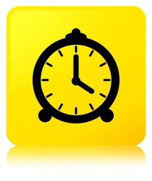 Alarm clock icon yellow square button Stock Illustration