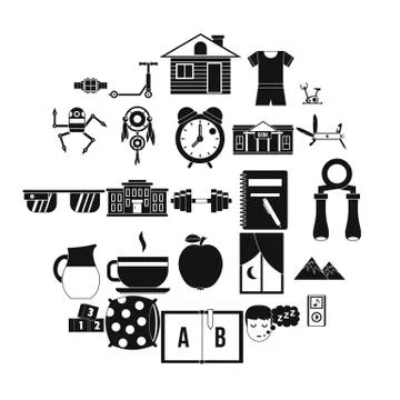 Alarm clock icons set, simple style イラスト素材