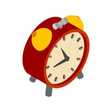 Alarm clock isolated. Old table clock isometric style Stock Illustration