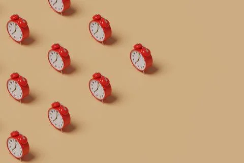 Alarm clock isometric background. 3d illustration. 스톡 사진