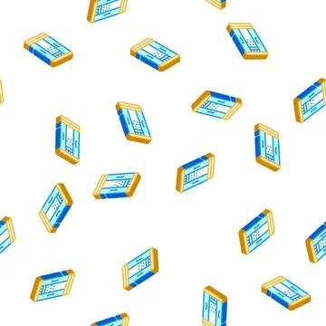 Alarm clock isometric icon seamless pattern sign Stock Illustration