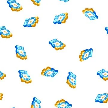 Alarm clock isometric icon seamless pattern イラスト素材