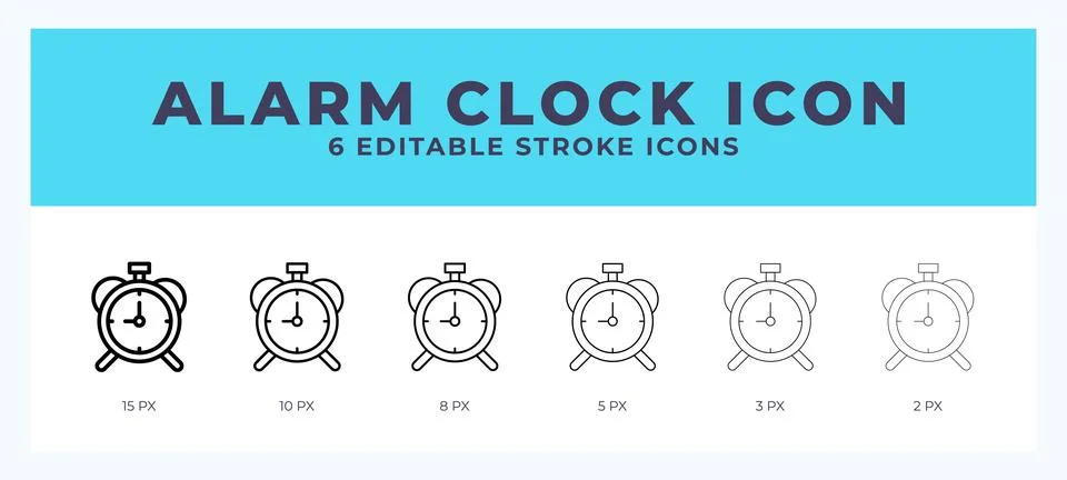 Alarm clock line icon with different stroke. Vector illustration. Stock Illustration