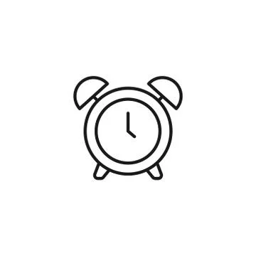 Alarm clock line icon with editable stroke. Simple outline symbol. Stock Illustration