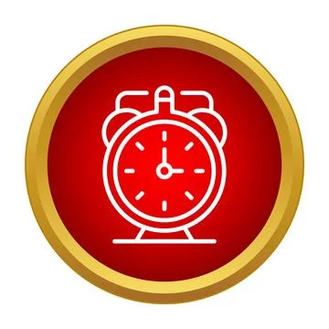 Alarm clock line icon in red circle Stock Illustration