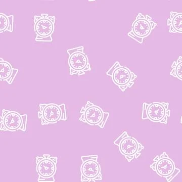 Alarm clock line vector seamless pattern Stock Illustration