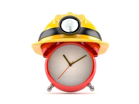 Alarm clock with miner hat Illustrazione stock