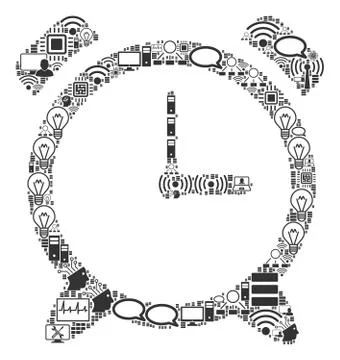 Alarm Clock Mosaic Icon for BigData and Computing Ilustração Stock