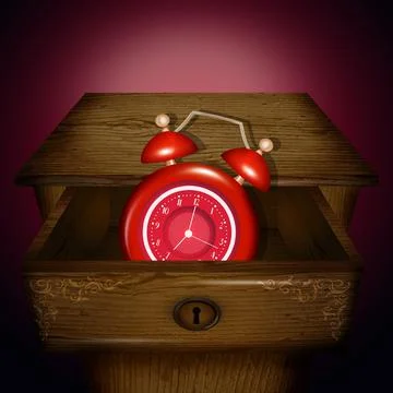 Alarm clock in the nightstand drawer Stock Illustration