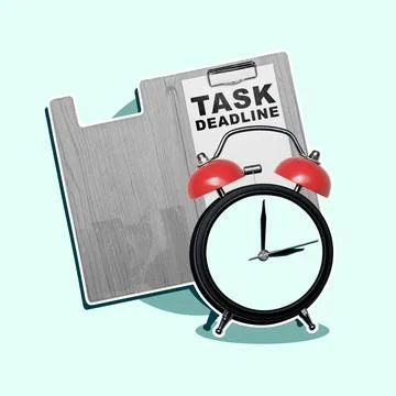 Alarm clock with a note of task deadline Foto stock