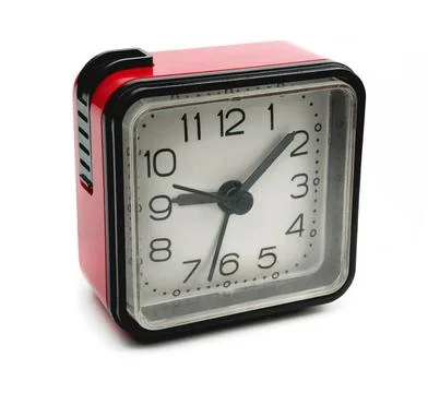 Alarm clock Old square red alarm clock isolated on white Copyright: xZoona... Stock Photos