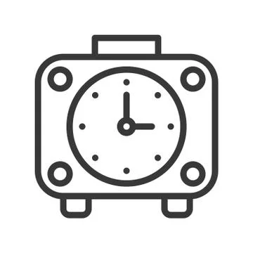 Alarm clock, outline design editable stroke pixel perfect Illustrazione stock
