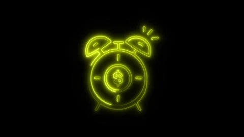 Alarm Clock Outline Icon in HD Video Neon Animation 動画素材 304552301