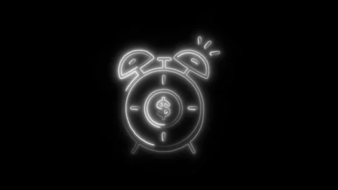 Alarm Clock Outline Icon in HD Video Neon Animation 動画素材 304552308