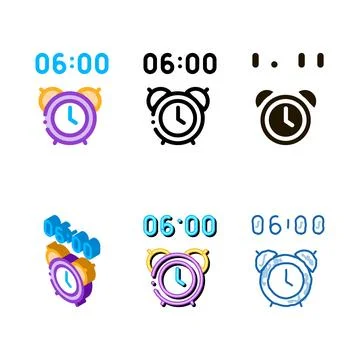 Alarm clock pack time icon outline Stock Illustration