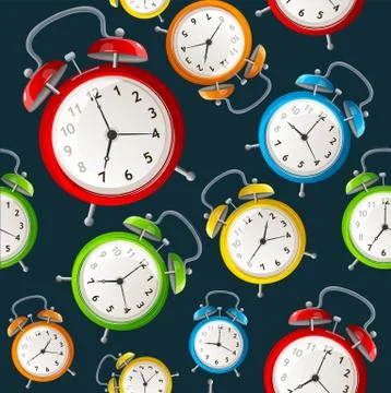 Alarm Clock Pattern Background. Vector Illustrazione stock