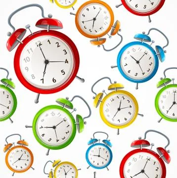 Alarm Clock Pattern Background. Vector Stock Illustration