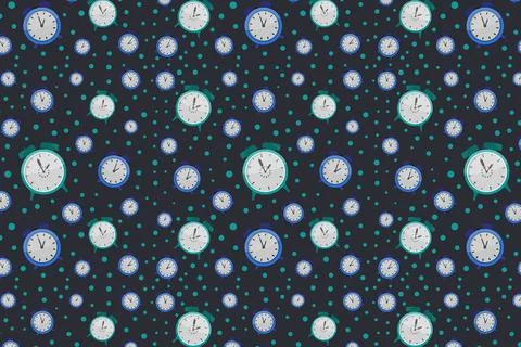 Alarm clock pattern illustrated on background Stock Illustration