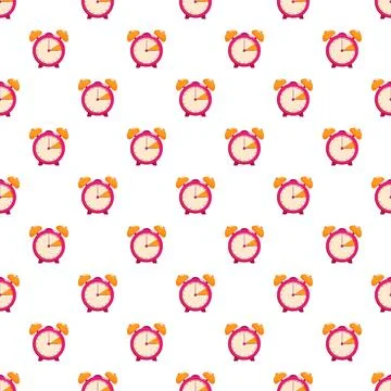 Alarm clock pattern repeating on white background Stock Illustration