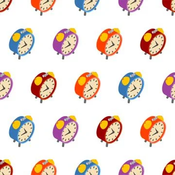 Alarm clock pattern seamless. Old table clock background Stock Illustration
