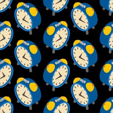 Alarm clock pattern seamless. Old table clock background Stock Illustration