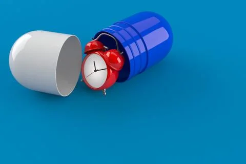 Alarm clock with pill Stock Illustration