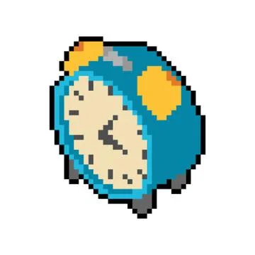 Alarm clock pixel art. Clock 8 bit style Illustrazione stock