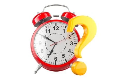 Alarm clock with question mark, 3D rendering Stock Illustration