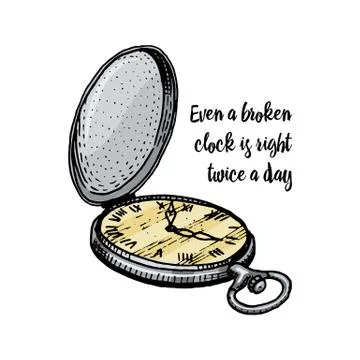 Alarm clock with a quote. accessory for a man or a gentleman. engraved hand Stock Illustration