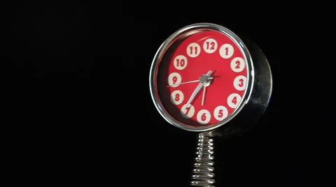 Alarm clock,  red alarm clock on black background Stock Footage 51649844
