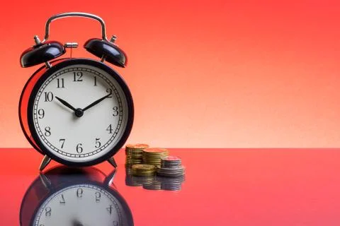 Alarm Clock on red background Stock Photos