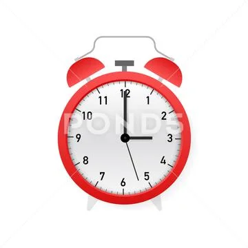 Alarm clock red wake-up time. Vector stock illustration. Stock Illustration