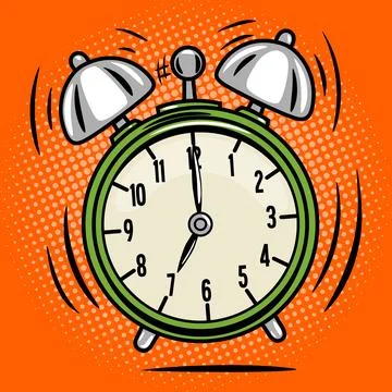 Alarm clock ring comic book style vector Stock Illustration