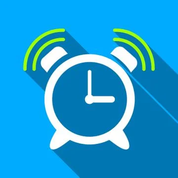 Alarm Clock Ring Flat Long Shadow Square Icon イラスト素材