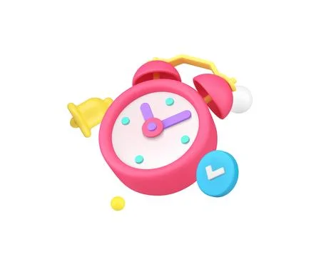 Alarm clock ringing with check mark deadline time management 3d icon realisti 스톡 일러스트