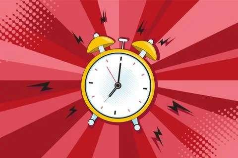 Alarm clock ringing at the morning. Comic pop art retro style 스톡 일러스트