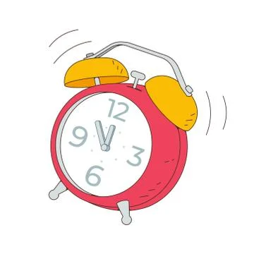The alarm clock is ringing at noon. Vector illustration isolated on white Stock Illustration