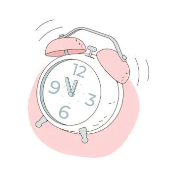 The alarm clock is ringing at noon. Vector illustration isolated on white Stock Illustration