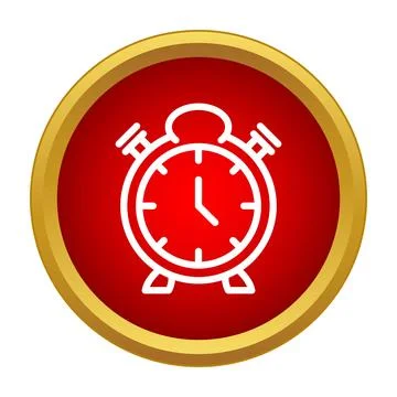 Alarm clock ringing in red circle icon Stock Illustration