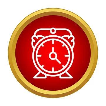 Alarm clock ringing in red gold circle Stock Illustration