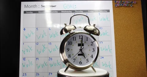 Alarm clock ringing spinning counter and background business concept Stock Footage 206579896