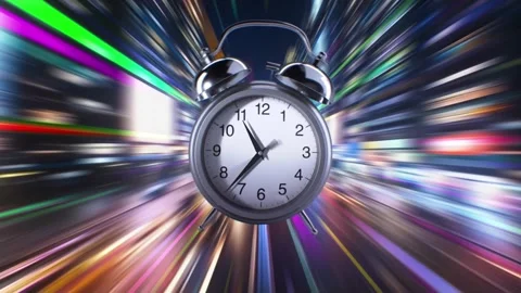 Alarm clock ringing Time Lapse. Vintage Silver Clock with Spinning Hands Stock Footage 329707842