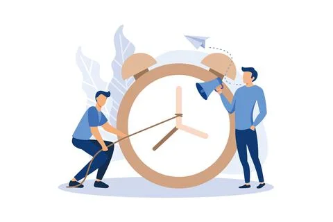 The alarm clock is ringing on a white background, the concept of working time Stock Illustration