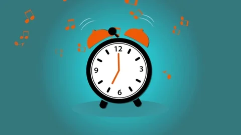 Alarm clock rings, jumps and dances with notes Stock Footage 78525604