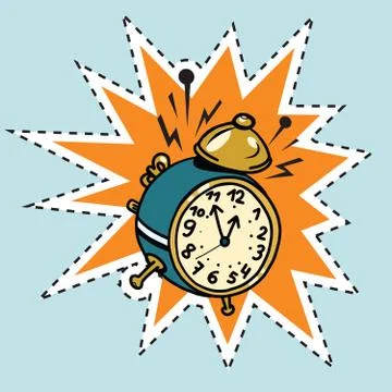 The alarm clock rings, time Stock Illustration