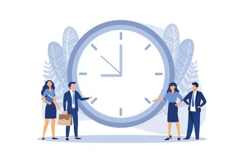 Alarm clock rings on white background, concept of work time management, quick Stock Illustration