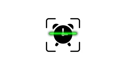 Alarm clock scan animation, digital timer detection with green light motion.. Stock Footage 346498290