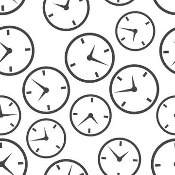 Alarm clock seamless pattern background icon. Business flat vector illustrati 스톡 일러스트