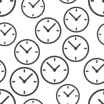 Alarm clock seamless pattern background icon. Business flat vector illustrati Stock Illustration